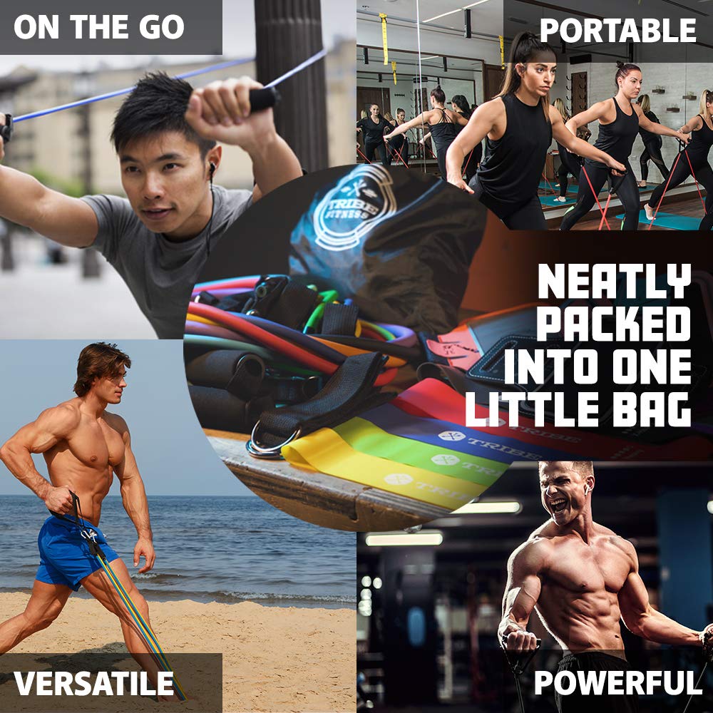 Resistance Bands Set with Loop Bands I Bands for Men&Women with Workout Bands, Loop Bands, Handles, Door Anchor, Ankle Strap, Exercise eBook I Resistance Training Fitness EquipMen&Women